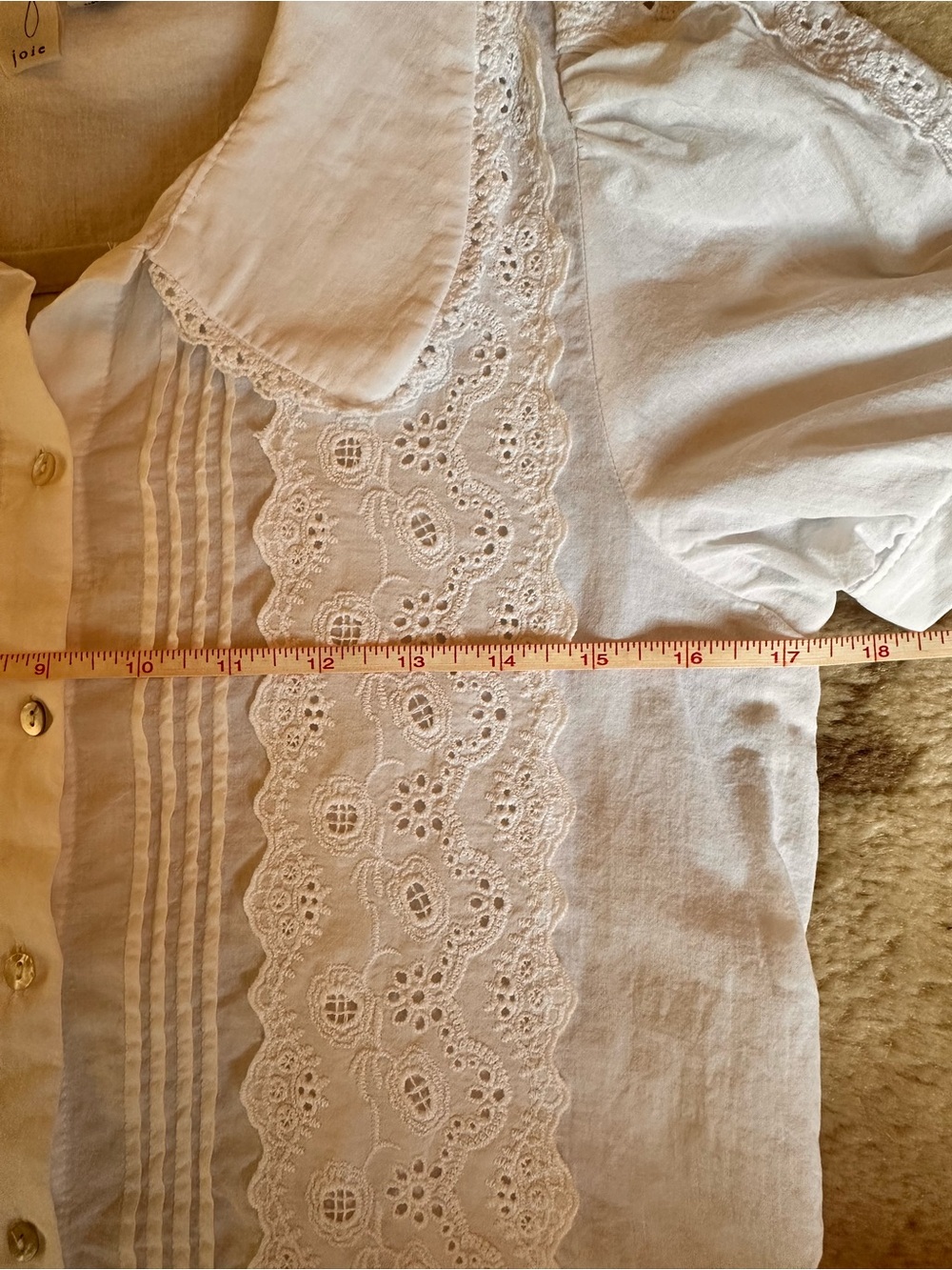 Joie White Cotton Eyelet Lace Peter Pan Collar Blouse Top XS - Picture 5 of 6
